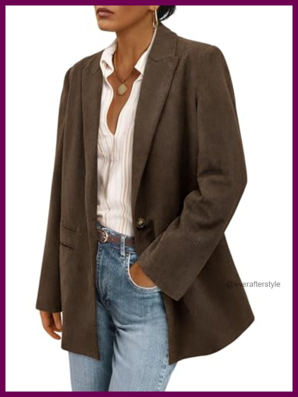 Corduroy Blazer Jacket Women's Winter Ribbed Button Front Business Casual